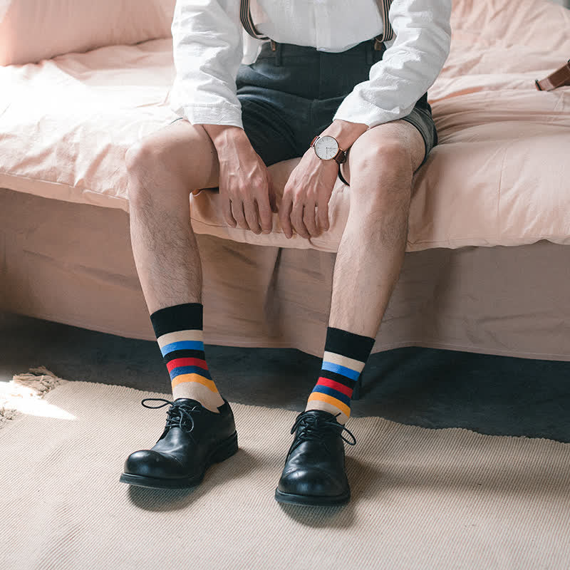 Calcetines de hombre con diseño clásico y rayas de colores