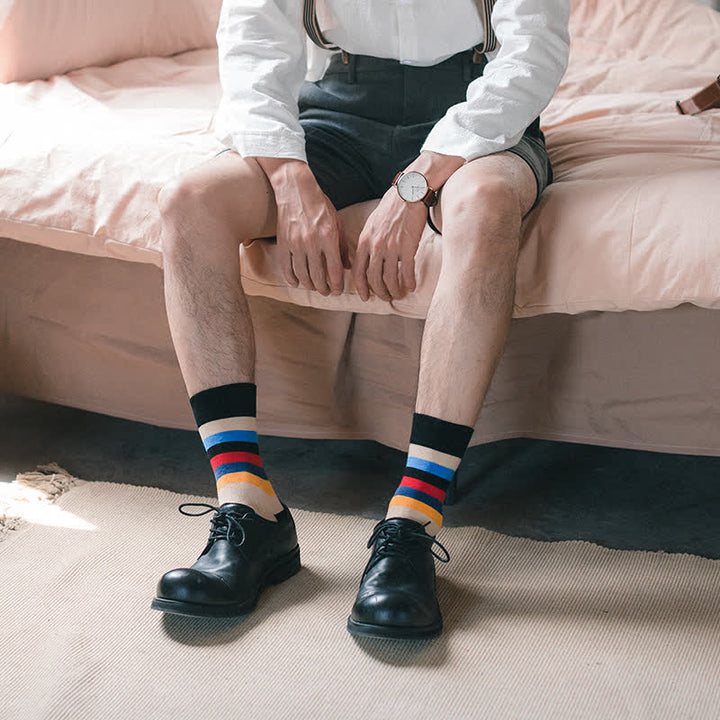 Calcetines de hombre con diseño clásico y rayas de colores