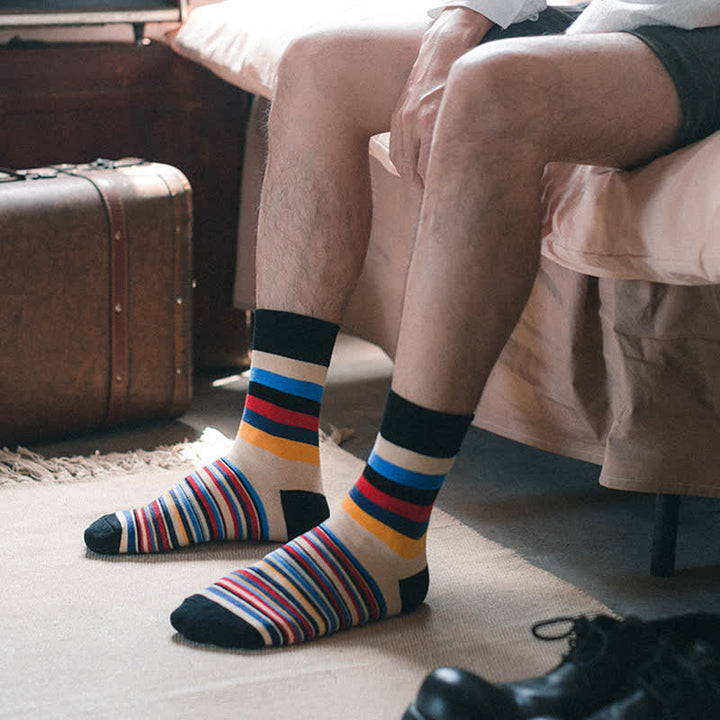 Calcetines de hombre con diseño clásico y rayas de colores