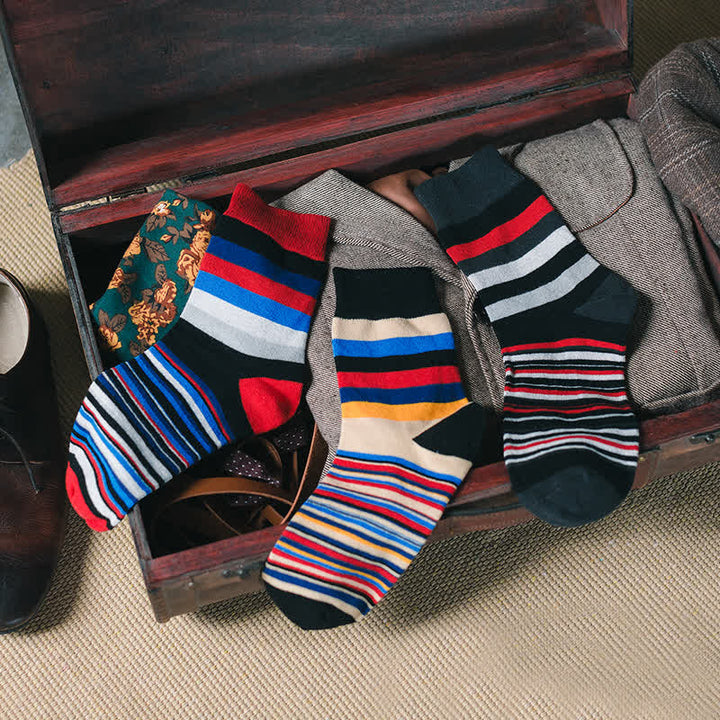 Calcetines de hombre con diseño clásico y rayas de colores