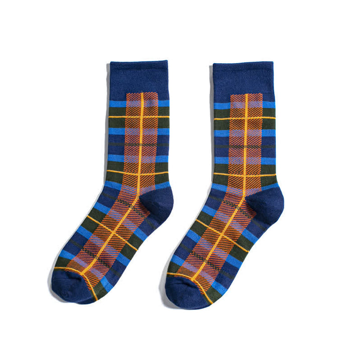 Calcetines de hombre con cuadros escoceses y diseño enrejado