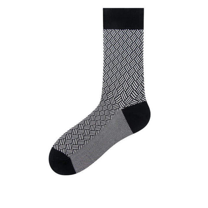 Calcetines negros de rayas con diseño enrejado para hombre