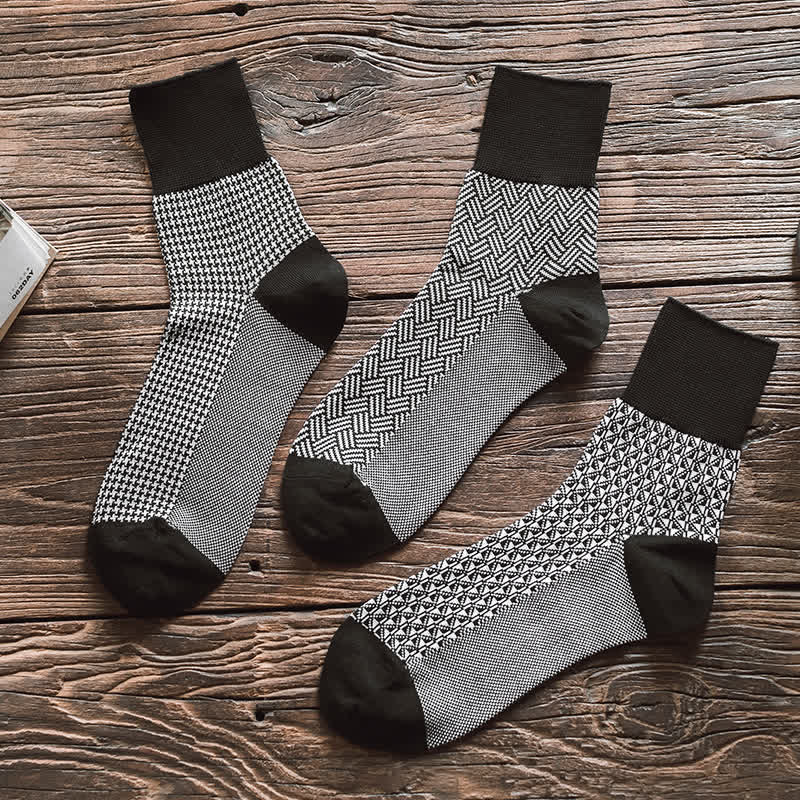 Calcetines negros de rayas con diseño enrejado para hombre