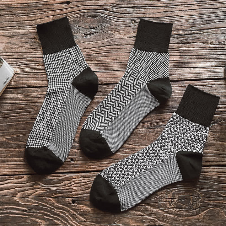 Calcetines negros de rayas con diseño enrejado para hombre