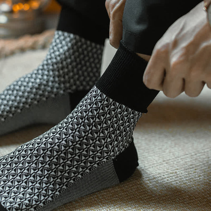 Calcetines negros de rayas con diseño enrejado para hombre