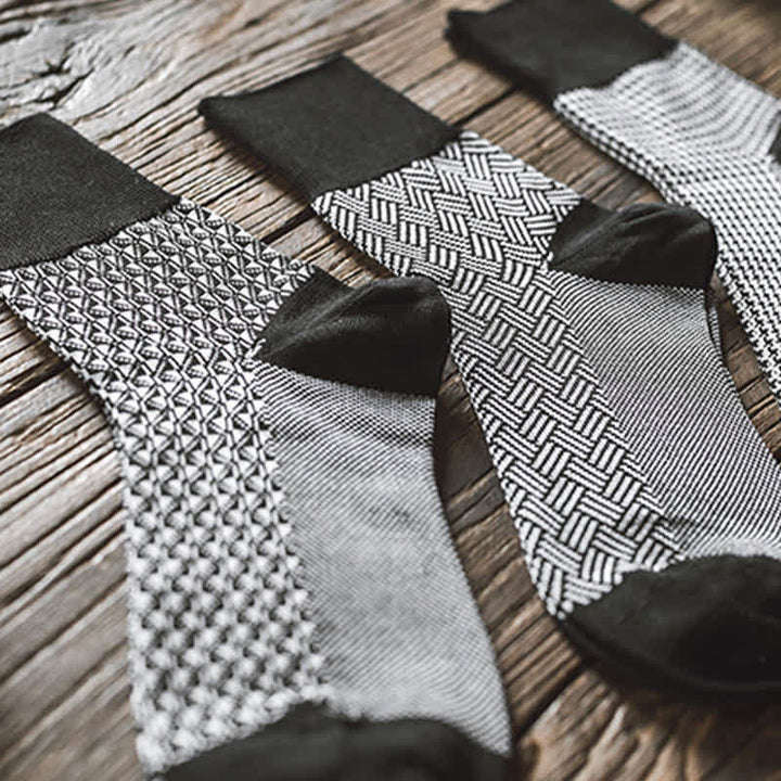Calcetines negros de rayas con diseño enrejado para hombre