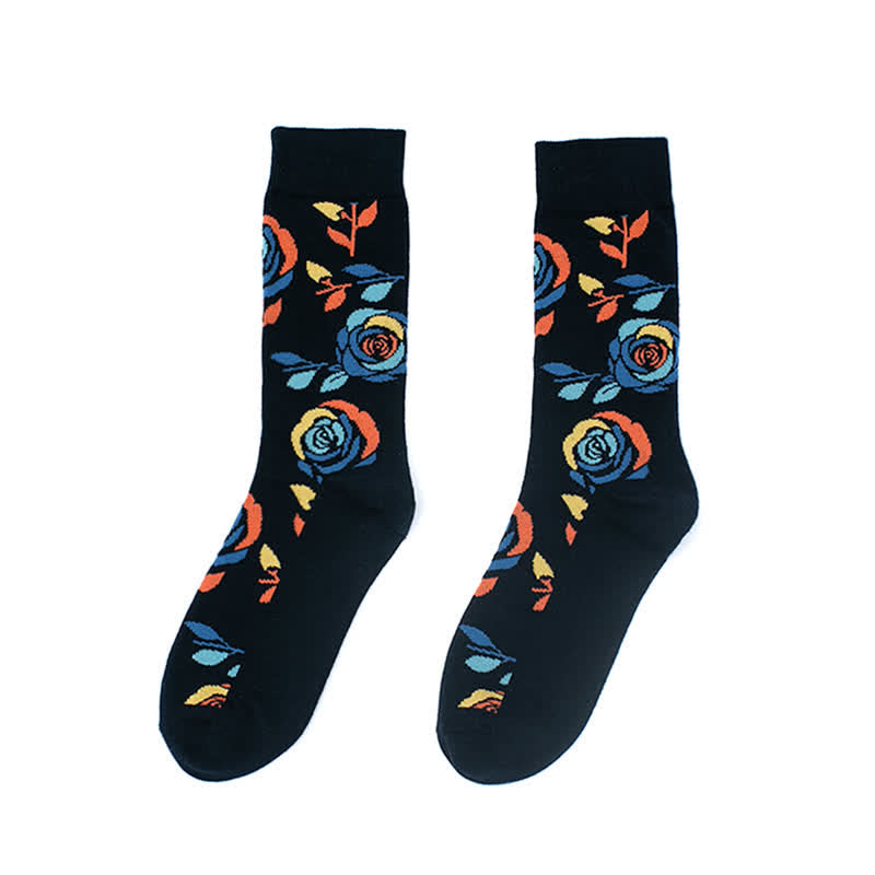 Calcetines de hombre con rosas azules salvajes en azul marino