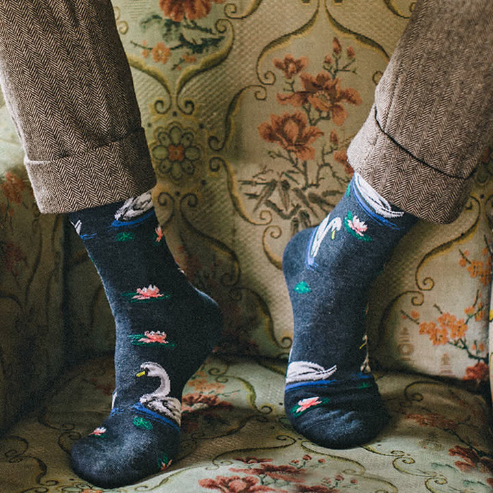 Calcetines deportivos Funky Swimming Swan para hombre