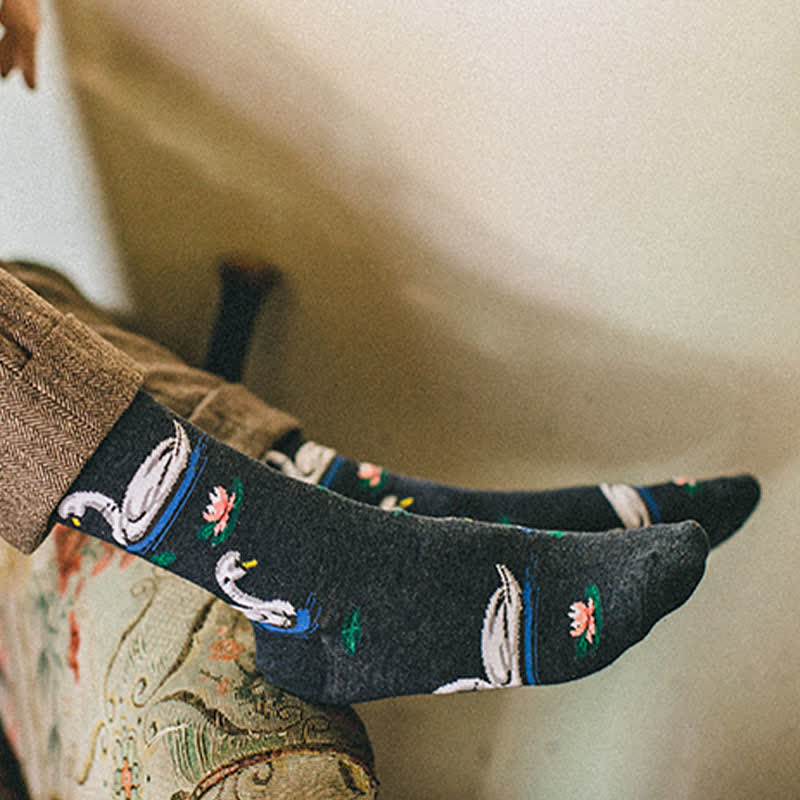 Calcetines deportivos Funky Swimming Swan para hombre