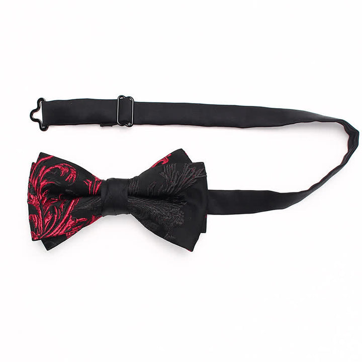 Pajarita para hombre con estampado floral de enredaderas negras y rojas