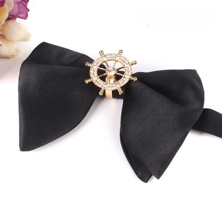 Pajarita de hombre de gran tamaño con diamantes de imitación y mariposas negras