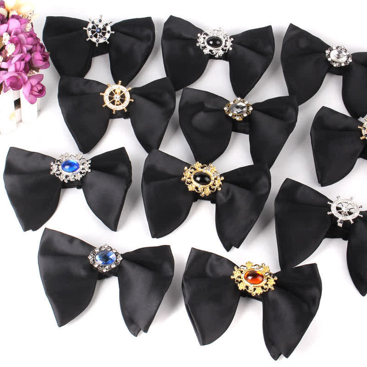 Pajarita de hombre de gran tamaño con diamantes de imitación y mariposas negras
