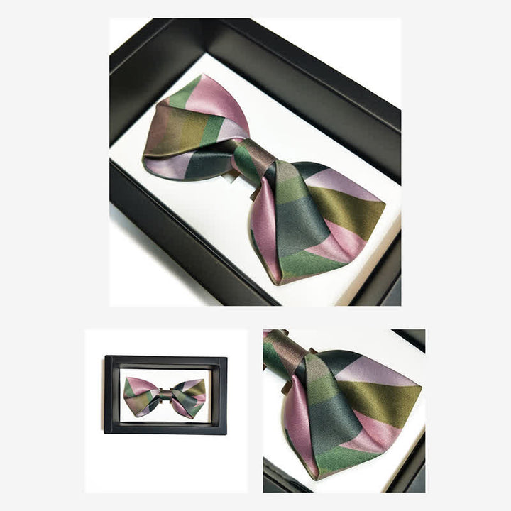 Pajarita de doble capa en verde bosque y rosa para hombre
