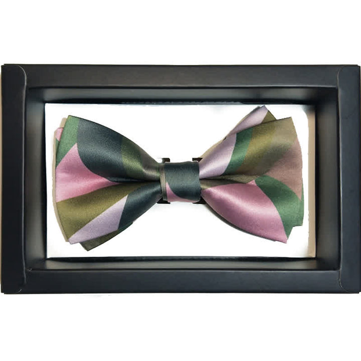 Pajarita de doble capa en verde bosque y rosa para hombre
