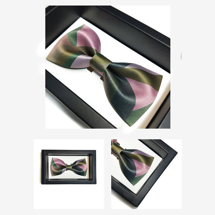 Pajarita de doble capa en verde bosque y rosa para hombre