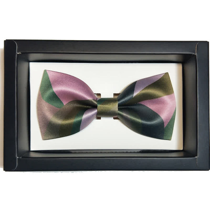 Pajarita de doble capa en verde bosque y rosa para hombre