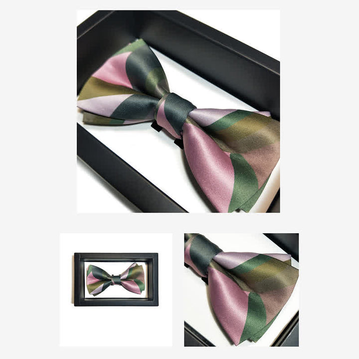 Pajarita de doble capa en verde bosque y rosa para hombre