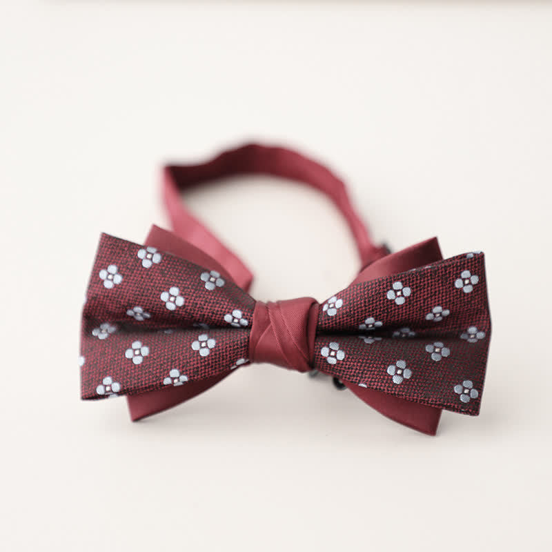 Pajarita de hombre de dos capas con estampado floral y rayas de colores