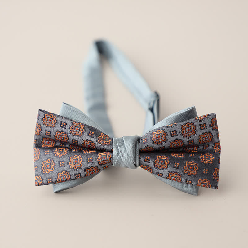 Pajarita de hombre de dos capas con estampado floral y rayas de colores