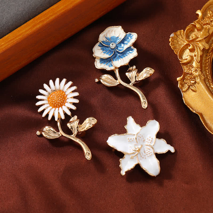 Broche floral esmaltado con forma de girasol pequeño para mujer