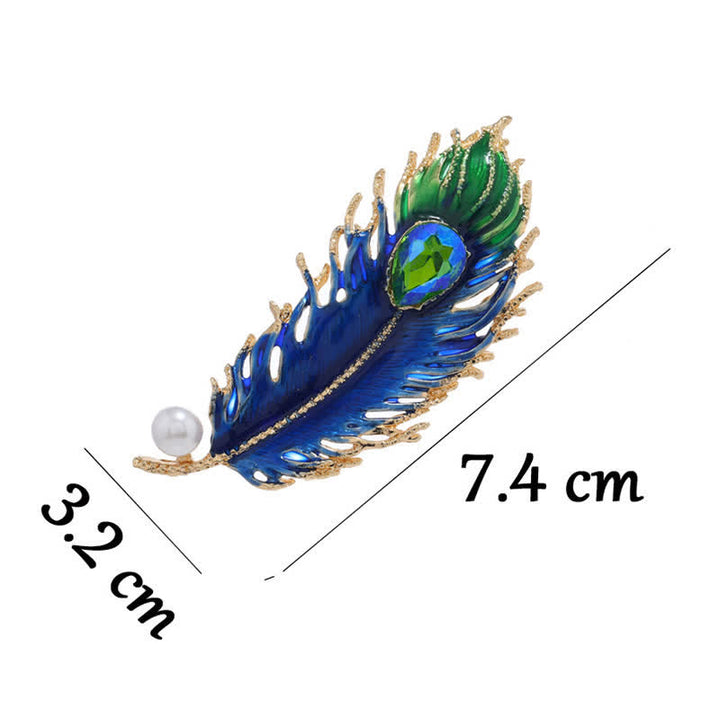 Broche de cristal con pluma de fénix esmaltada para mujer