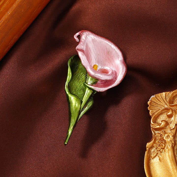 Broche elegante de flor de esmalte con clavel para mujer