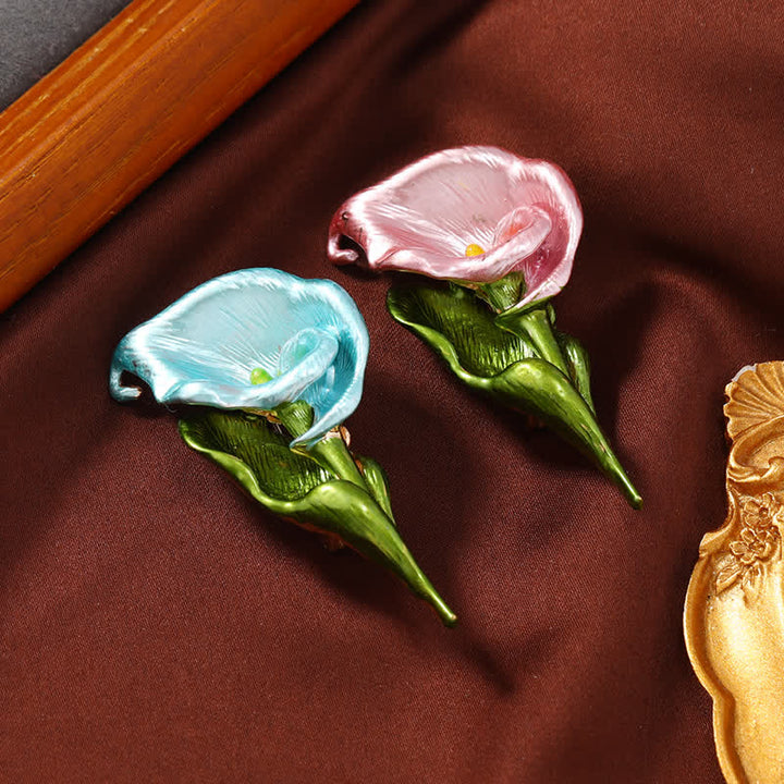 Broche elegante de flor de esmalte con clavel para mujer