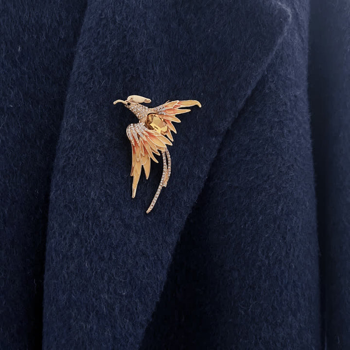 Broche de cristal con fénix volador esmaltado para mujer