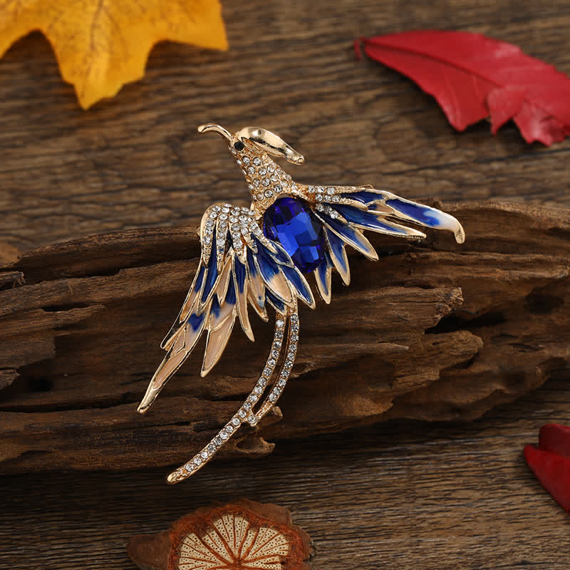 Broche de cristal con fénix volador esmaltado para mujer