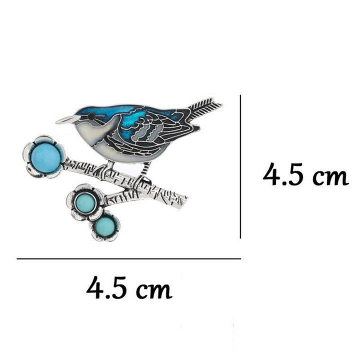 Broche de urraca de imitación turquesa azul para mujer