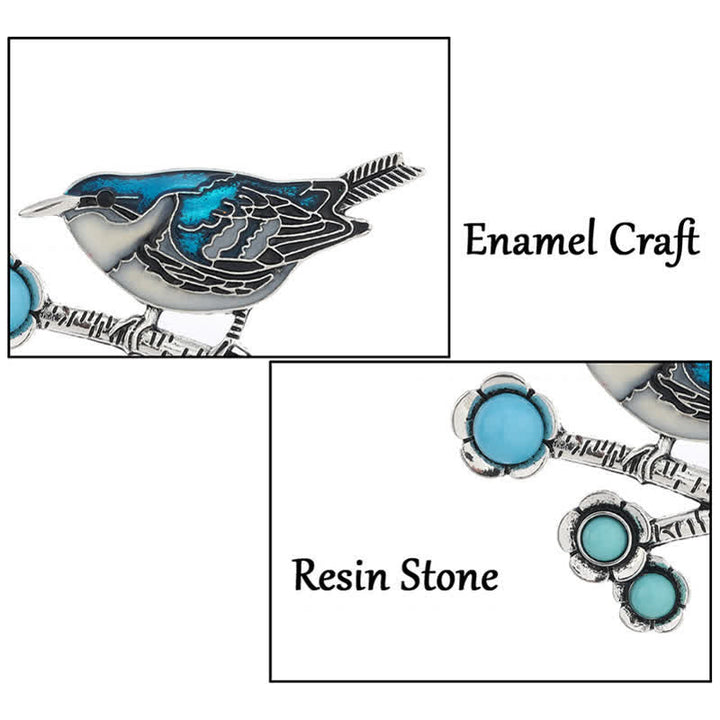Broche de urraca de imitación turquesa azul para mujer