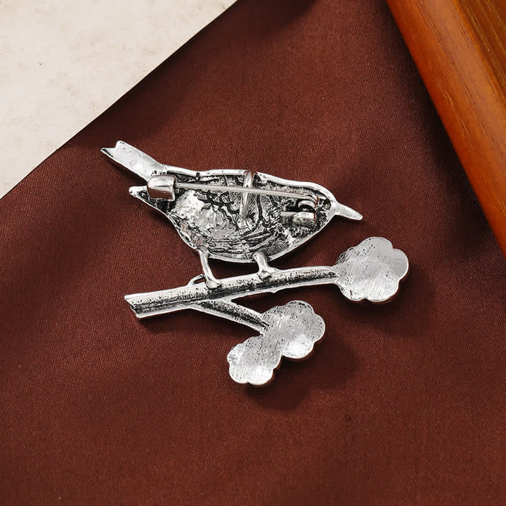 Broche de urraca de imitación turquesa azul para mujer