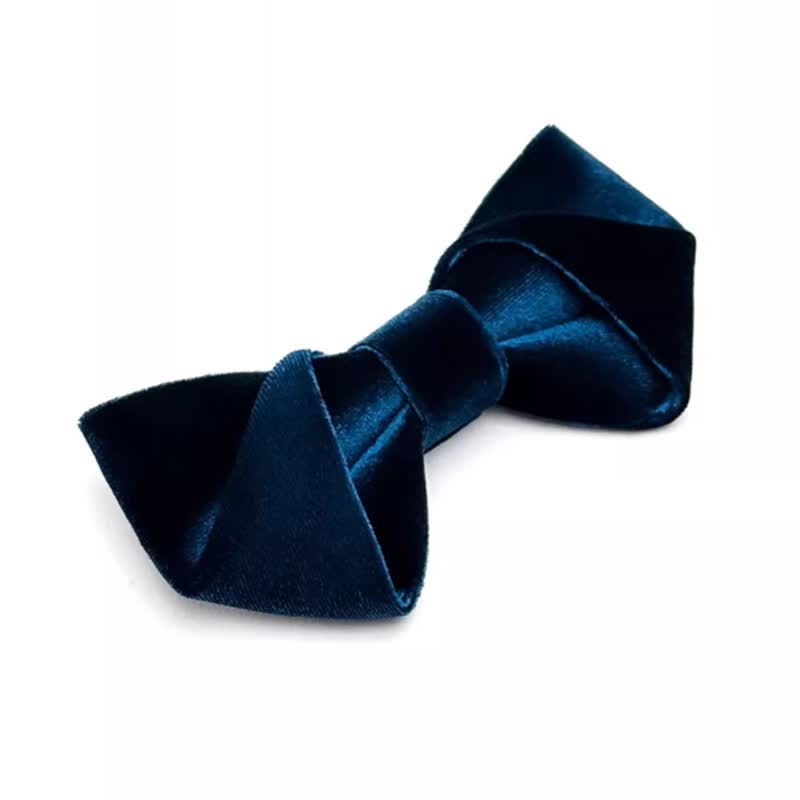 Pajarita de terciopelo de color liso de la serie azul para hombre