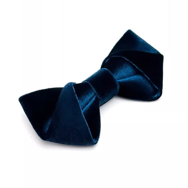 Pajarita de terciopelo de color liso de la serie azul para hombre