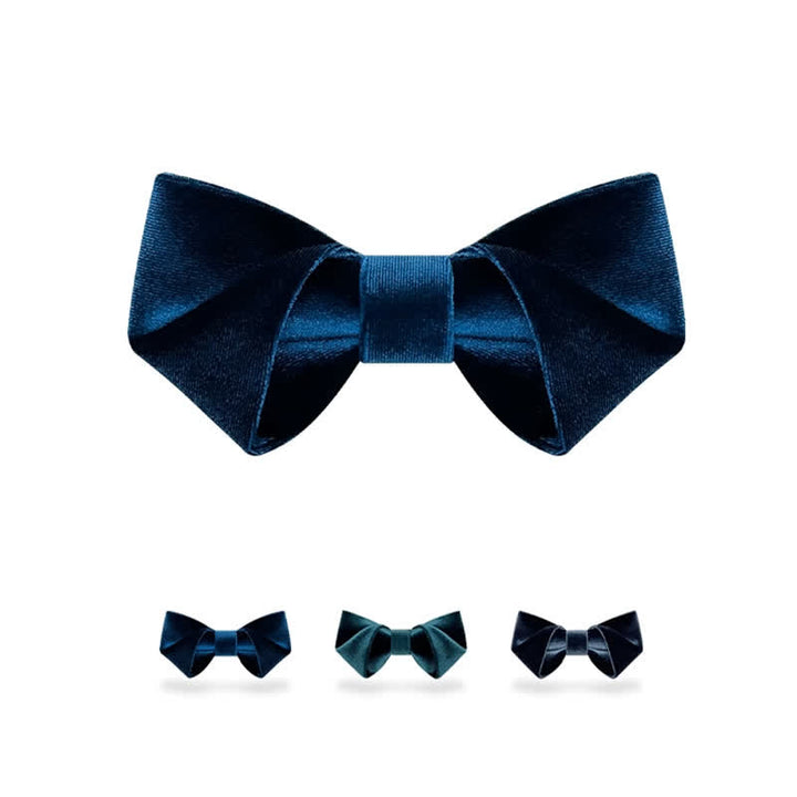 Pajarita de terciopelo de color liso de la serie azul para hombre