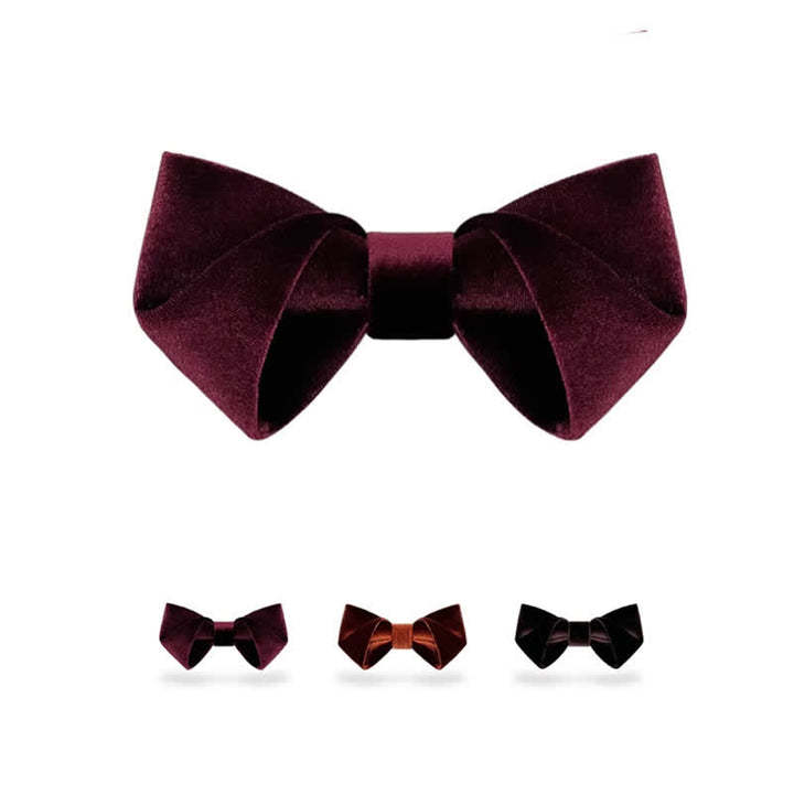 Pajarita de terciopelo de color liso de la serie rojo oscuro para hombre