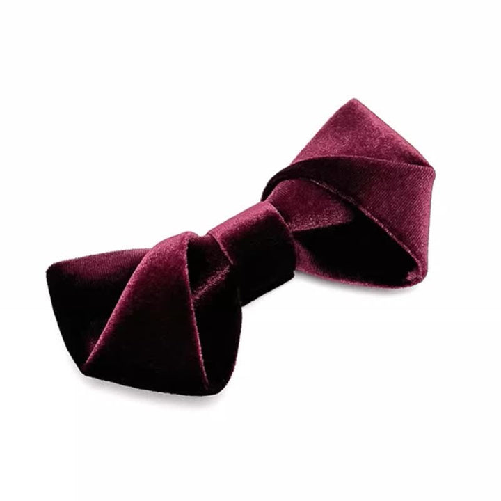 Pajarita de terciopelo de color liso de la serie rojo oscuro para hombre