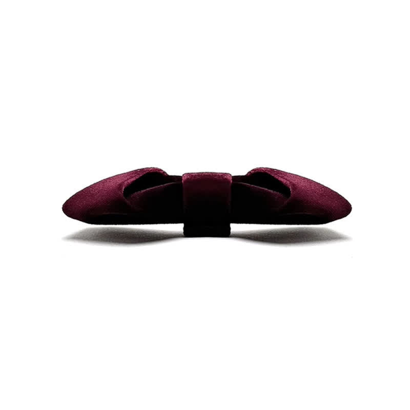 Pajarita de terciopelo de color liso de la serie rojo oscuro para hombre