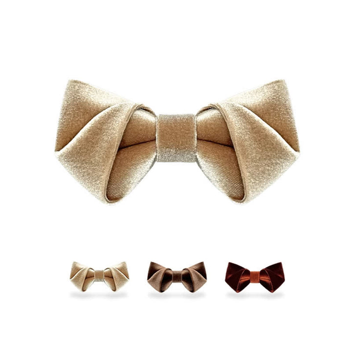 Pajarita de terciopelo de color liso para hombre, serie marrón champán