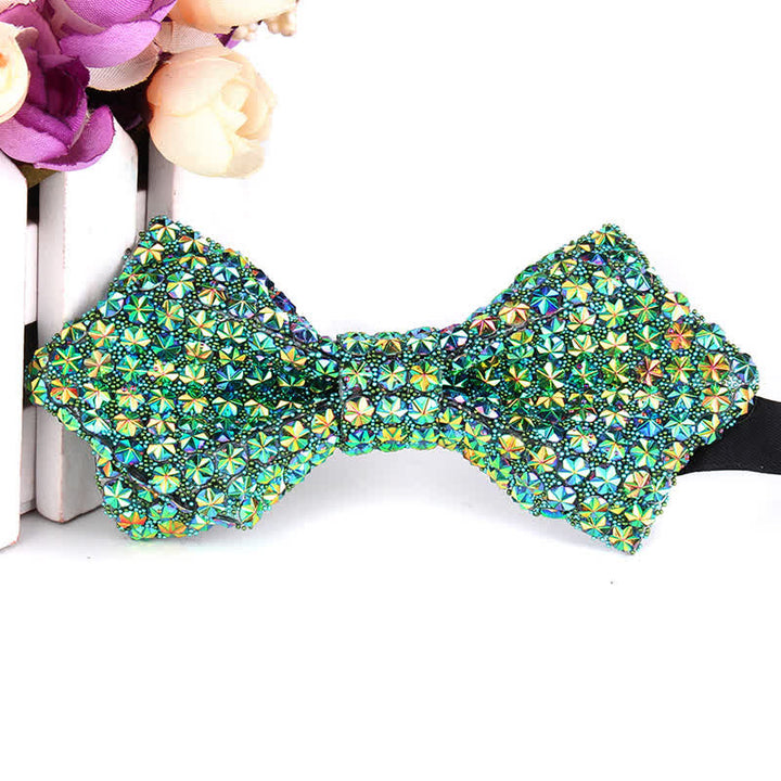 Pajarita puntiaguda con lentejuelas y diamantes de imitación de colores para hombre