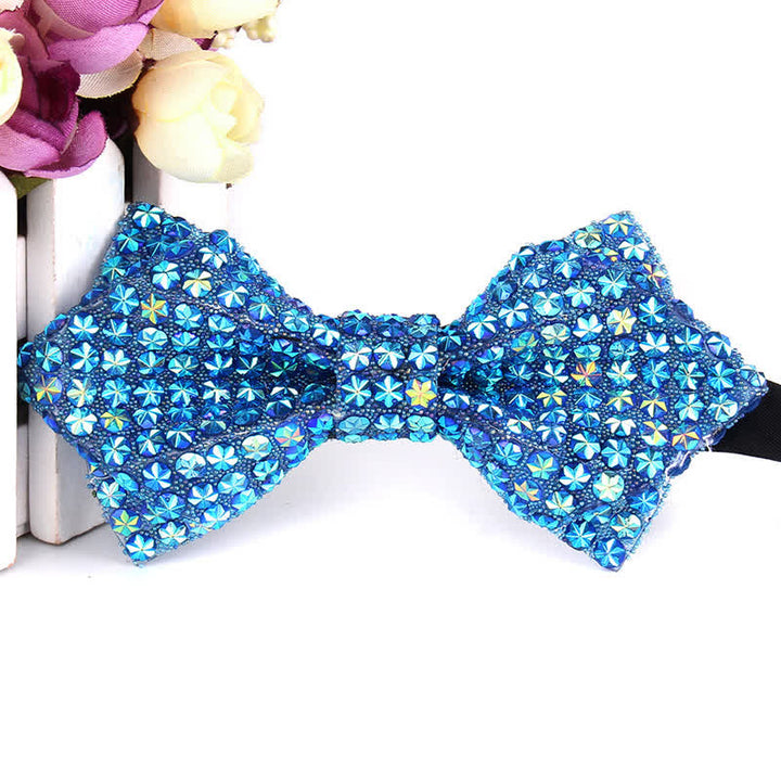 Pajarita puntiaguda con lentejuelas y diamantes de imitación de colores para hombre