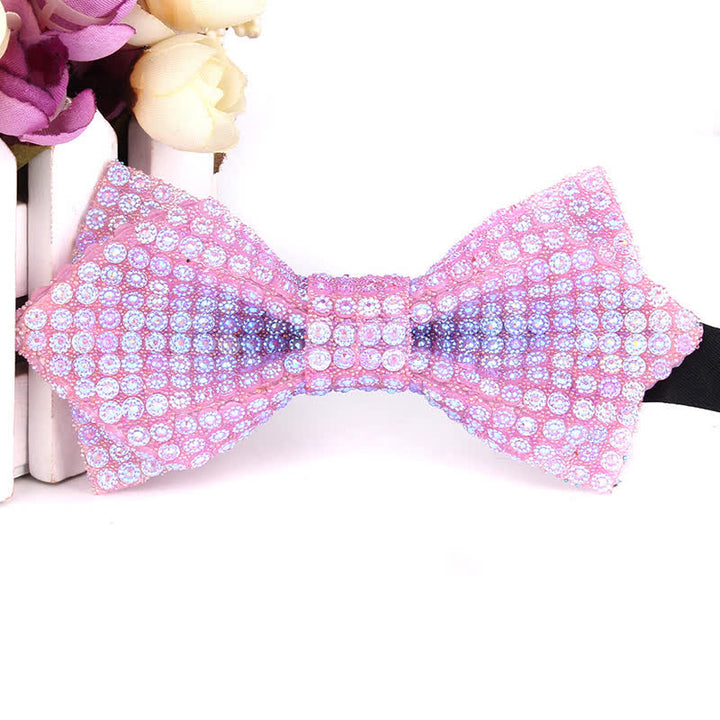 Pajarita puntiaguda con lentejuelas y diamantes de imitación de colores para hombre