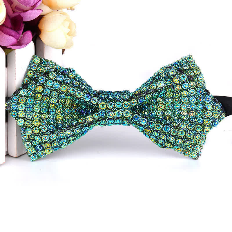Pajarita puntiaguda con lentejuelas y diamantes de imitación de colores para hombre