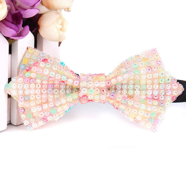 Pajarita puntiaguda con lentejuelas y diamantes de imitación de colores para hombre