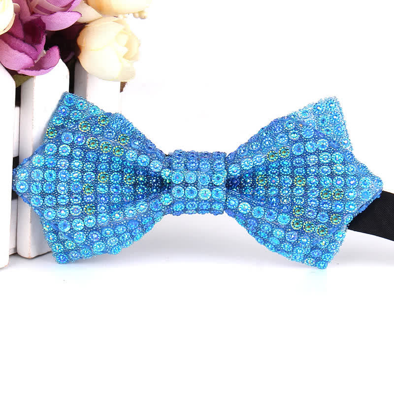 Pajarita puntiaguda con lentejuelas y diamantes de imitación de colores para hombre