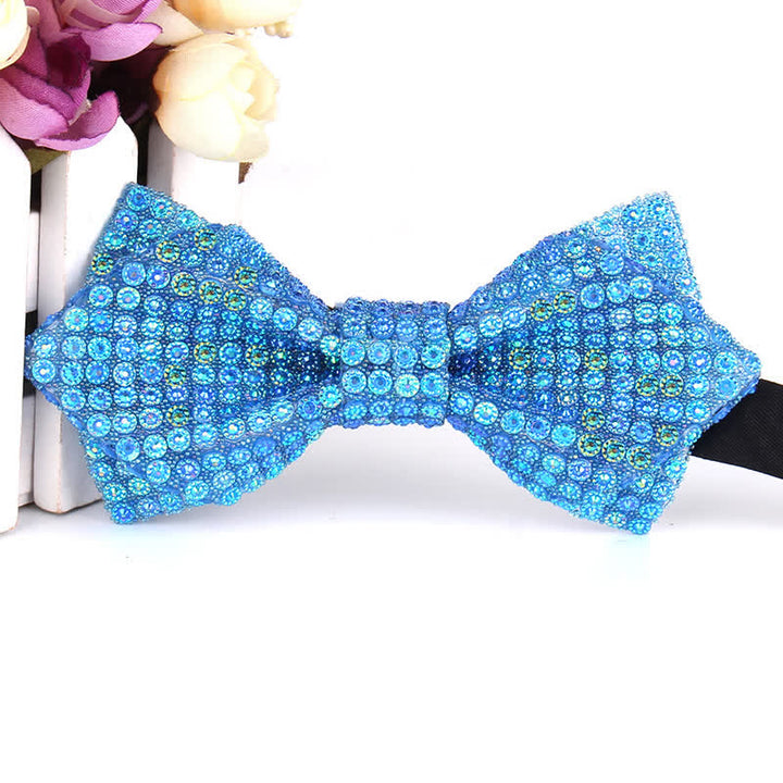 Pajarita puntiaguda con lentejuelas y diamantes de imitación de colores para hombre