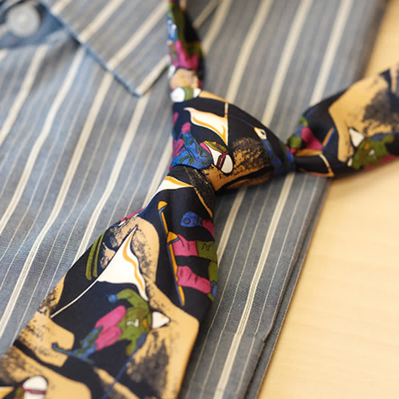 Corbata de caballero con estampado de esquí para hombre