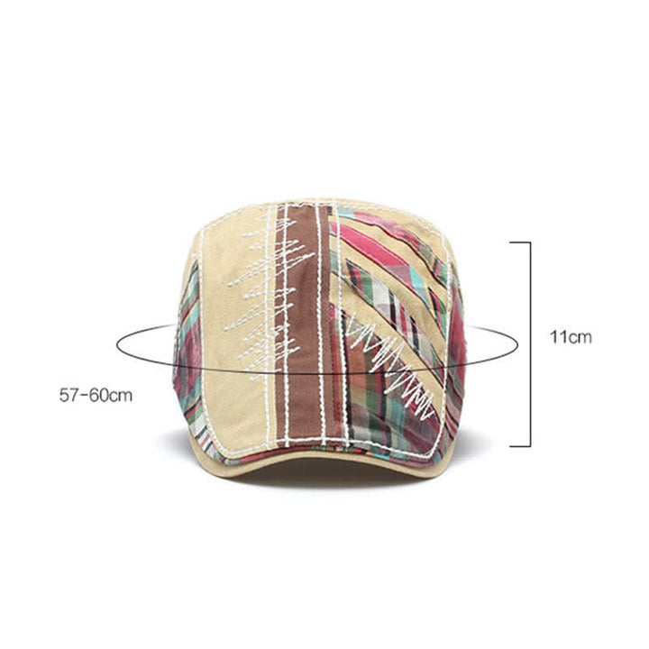Boina de taxista con hebilla ajustable y diseño de patchwork de algodón