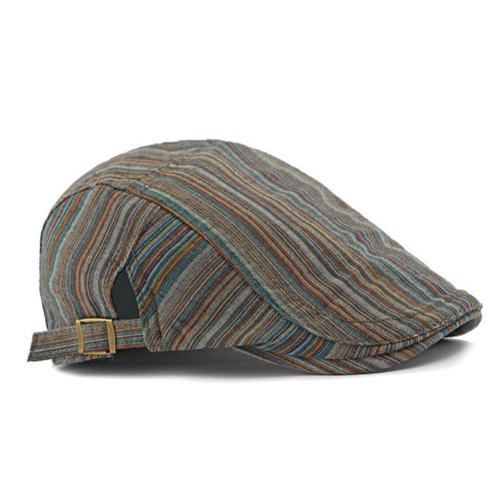 Boina informal con hebilla ajustable y rayas retro