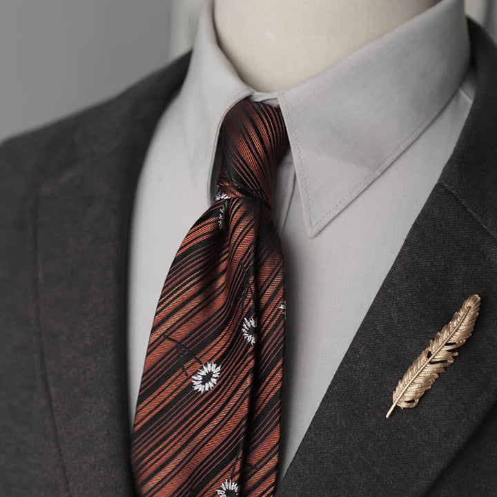 Corbata de seda pura con estampado de cachemira y rayas florales para hombre